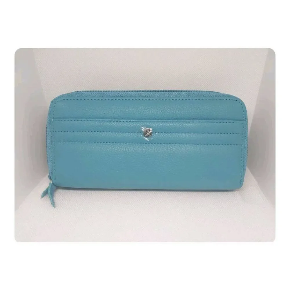 Mundi Women's Aquamarine Double Zip Clutch Wallet